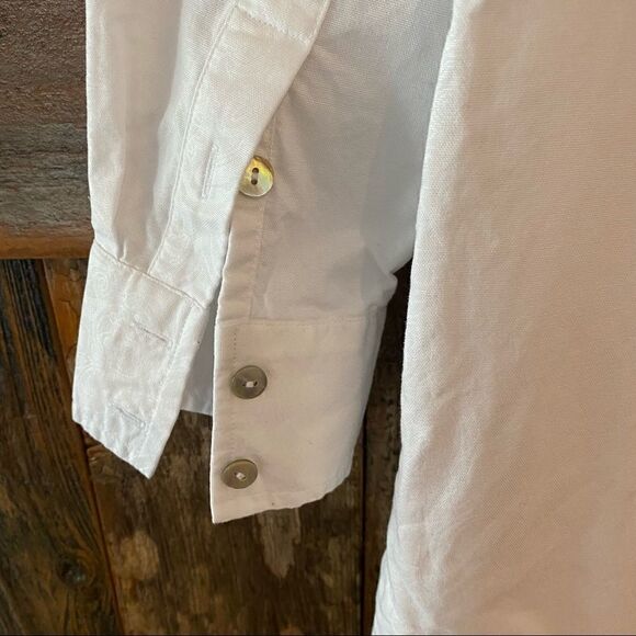 Soft Surroundings Sz XS White Cotton Pockets Collar Long Sleeve Tunic - Picture 4 of 9